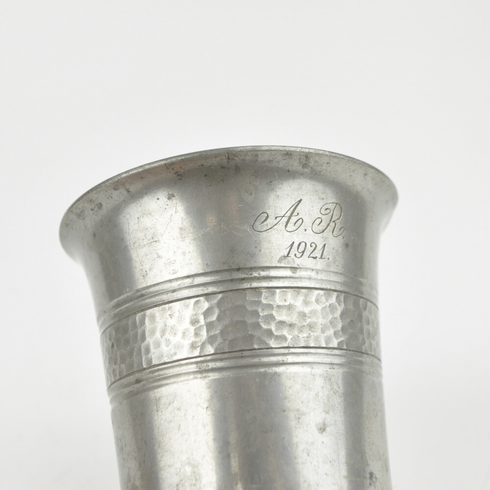 Pewter Cup – Old Cup – Engraving 1921 – Monogram A.R. – Vintage Pewter
