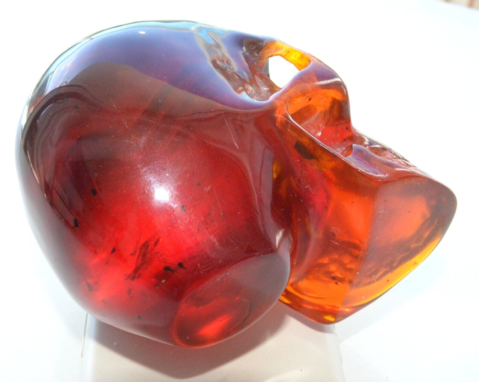 ✅563gr RUSSIAN SOVIET BALTIC SEA CHERY AMBER STATUE SKULL STONE ROCK BEAD 琥珀 PIN