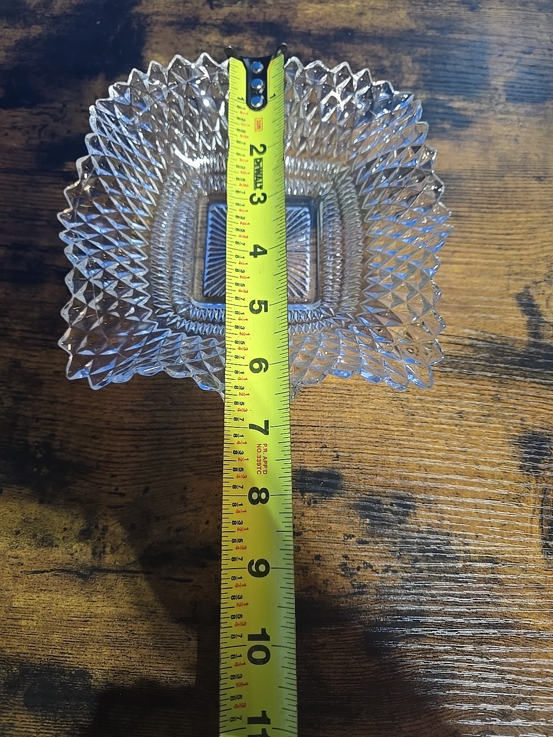 Vintage Indiana Glass Co. MCM Clear P/Square/Ruffled/Diamond Point/Candy Dish