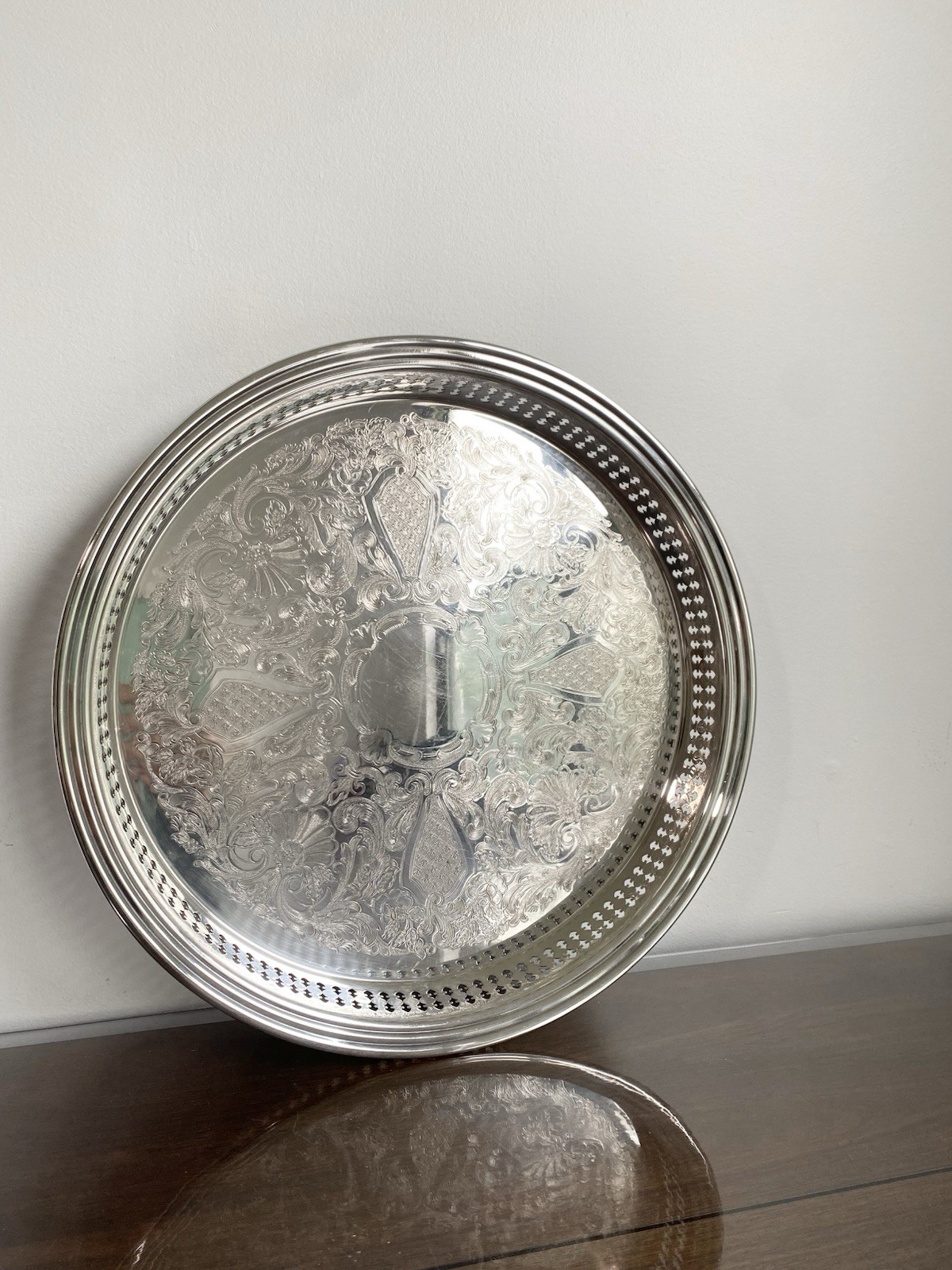 Vintage Gorham Silverplate Gallery Tray YC1739 13.5″ Pierced Etched Polished