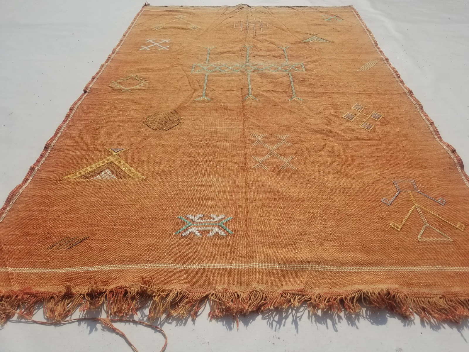 Vintage Traditional Handmade Moroccan Cactus Kilim Rug 4.9×3.0ft