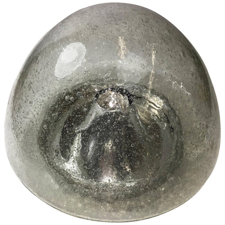 1960s Mid-Century Modern “Cone-Head” Glass Bubble Flush Mount by Doria Leuchten