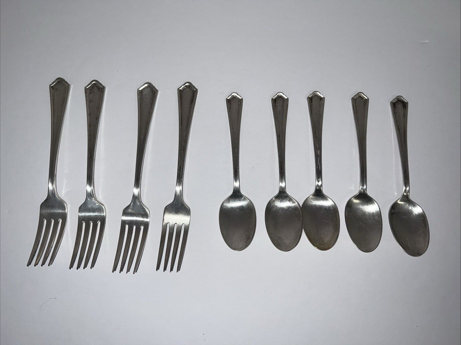 Vintage Victor S. Silver Co. A1+ Silver Overlay IS 5 SPOONS 4 FORKS 9 PIECES TOT