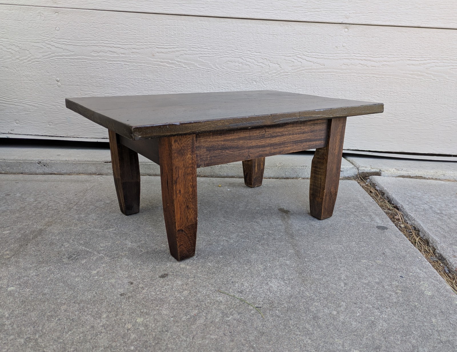 Vintage Rustic Solid Wood Low Floor Table Plant Stand Spanish Colonial Brutalist