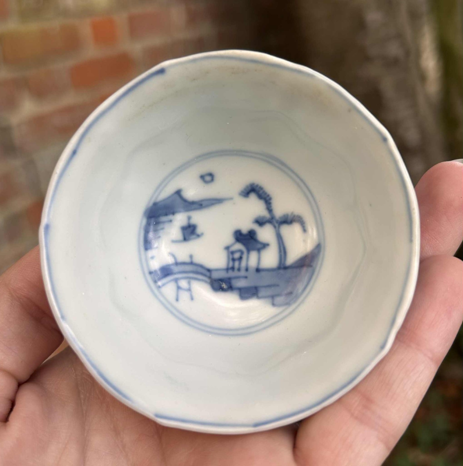 Ca Mau Shipwreck Cargo Landscape and Trellis Tea Bowl and Saucer c1725