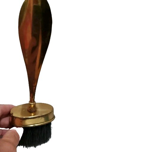 Round Shoe Horn And Brush, Horse Hair? Bristle Gold Trim Handle Top Vintage Men
