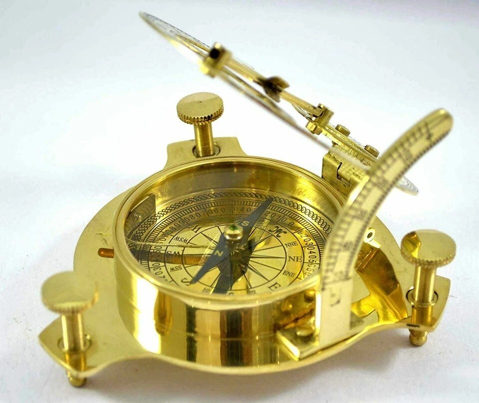 Handmade Nautical Brass Sundial Compass 4 Inch Vintage Maritime Antique Gift
