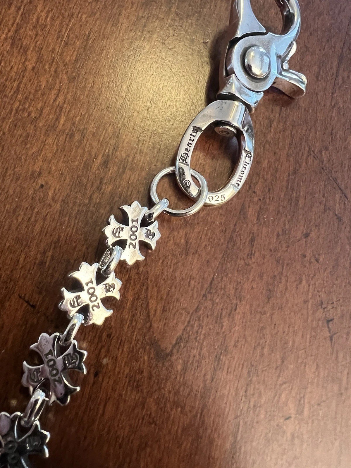 Chrome Hearts Wallet Chain 2001 Floral Link 925 Silver Double Clasp 20 Inch
