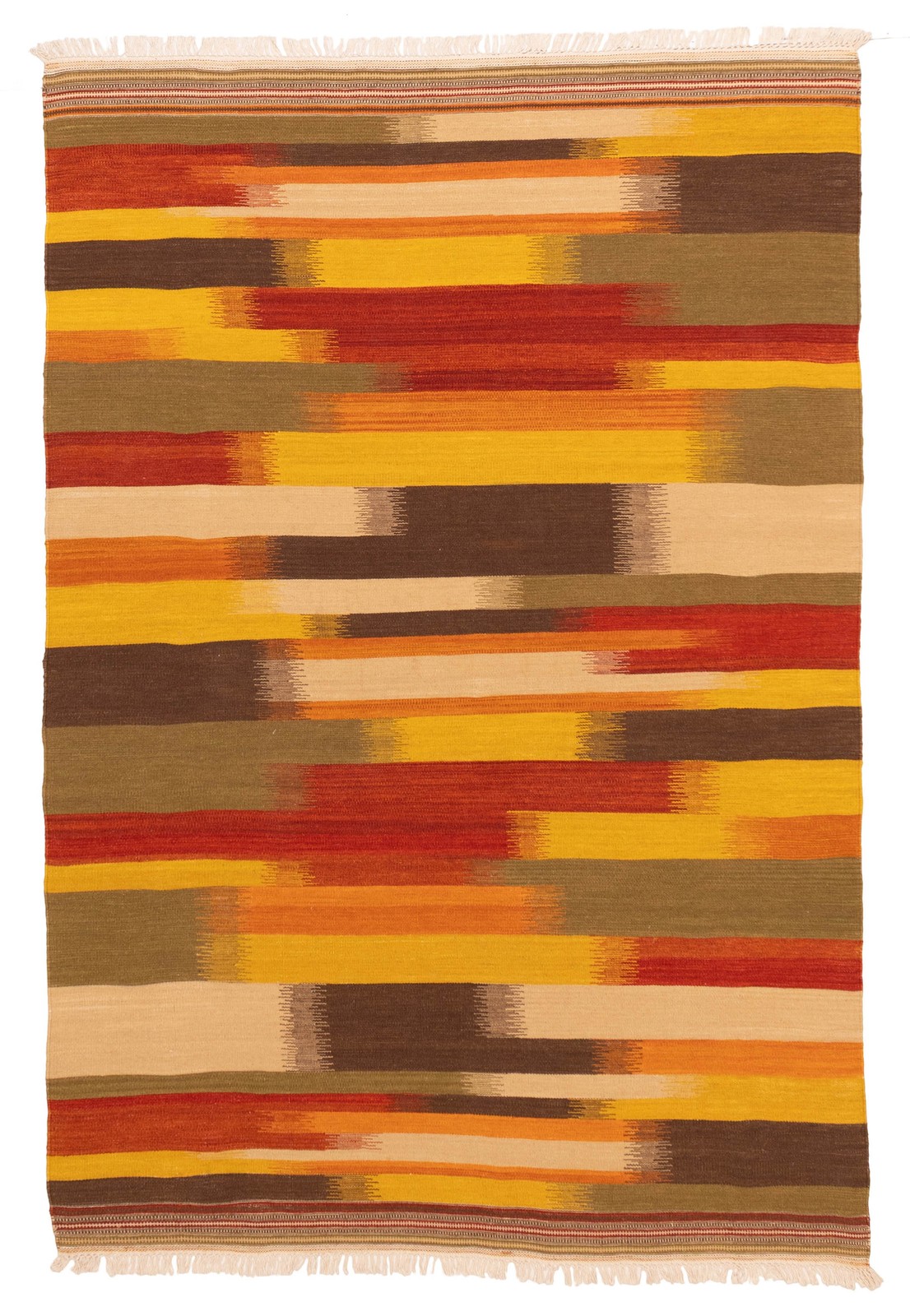 Vintage Hand Woven Turkish Carpet 5’3″ x 7’10” Traditional Wool Kilim Rug