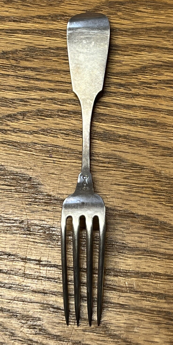 American Coin Silver Lunch/Cake Fork Hotchkiss & Schreuder Syracuse NY c1850