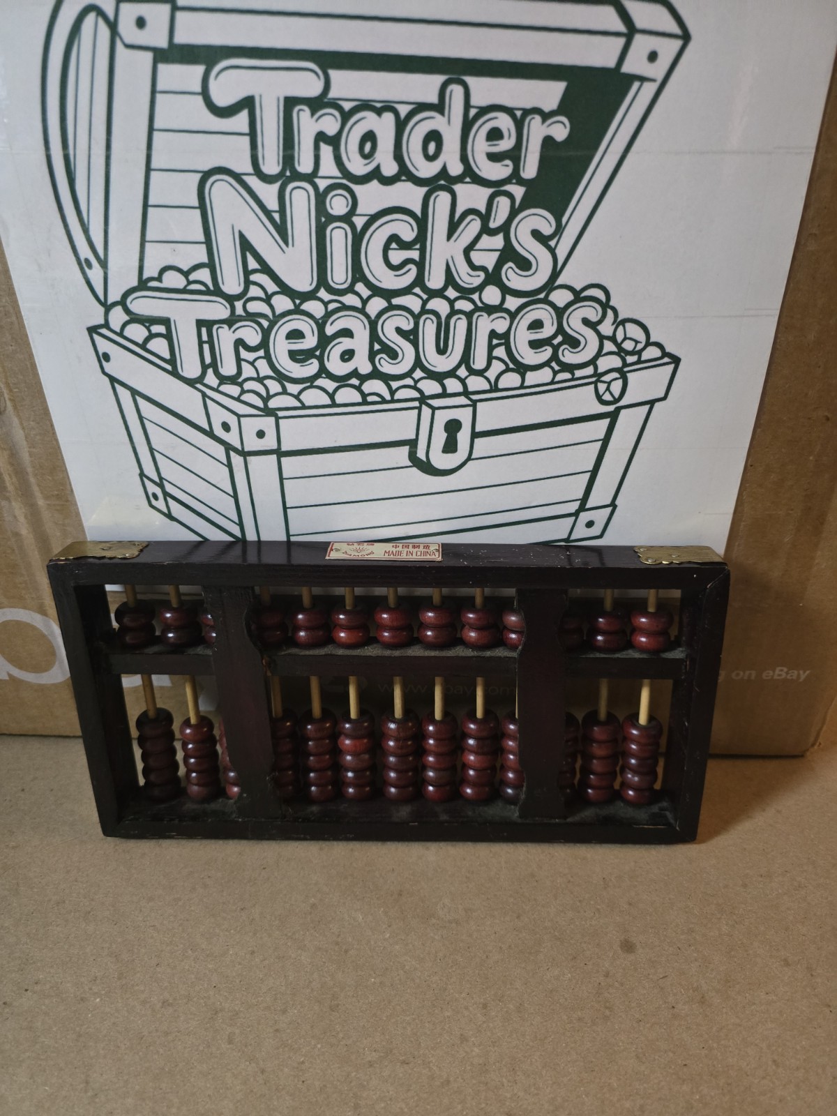 Diamond Brand Chinese Huanghuali Abacus 13 Rows Red And Brass Vintage