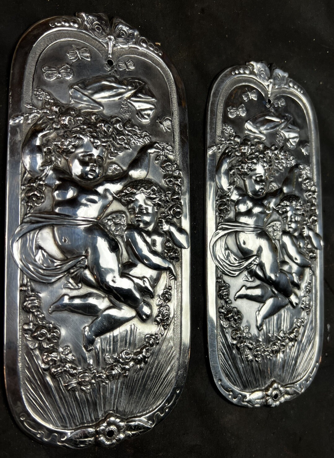 Pair Of Antique English Silver Victorian Push Plates. Circa 1842 – 1843