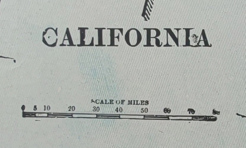 Vintage 1901 CALIFORNIA Map 22″x14″ ~ Old Antique Original SAN FRANCISCO OAKLAND
