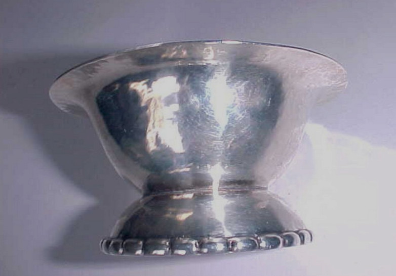 Evald Nielsen Art Deco Denmark Silver Hammered Master Salt Cellar Bowl Ca. 1926
