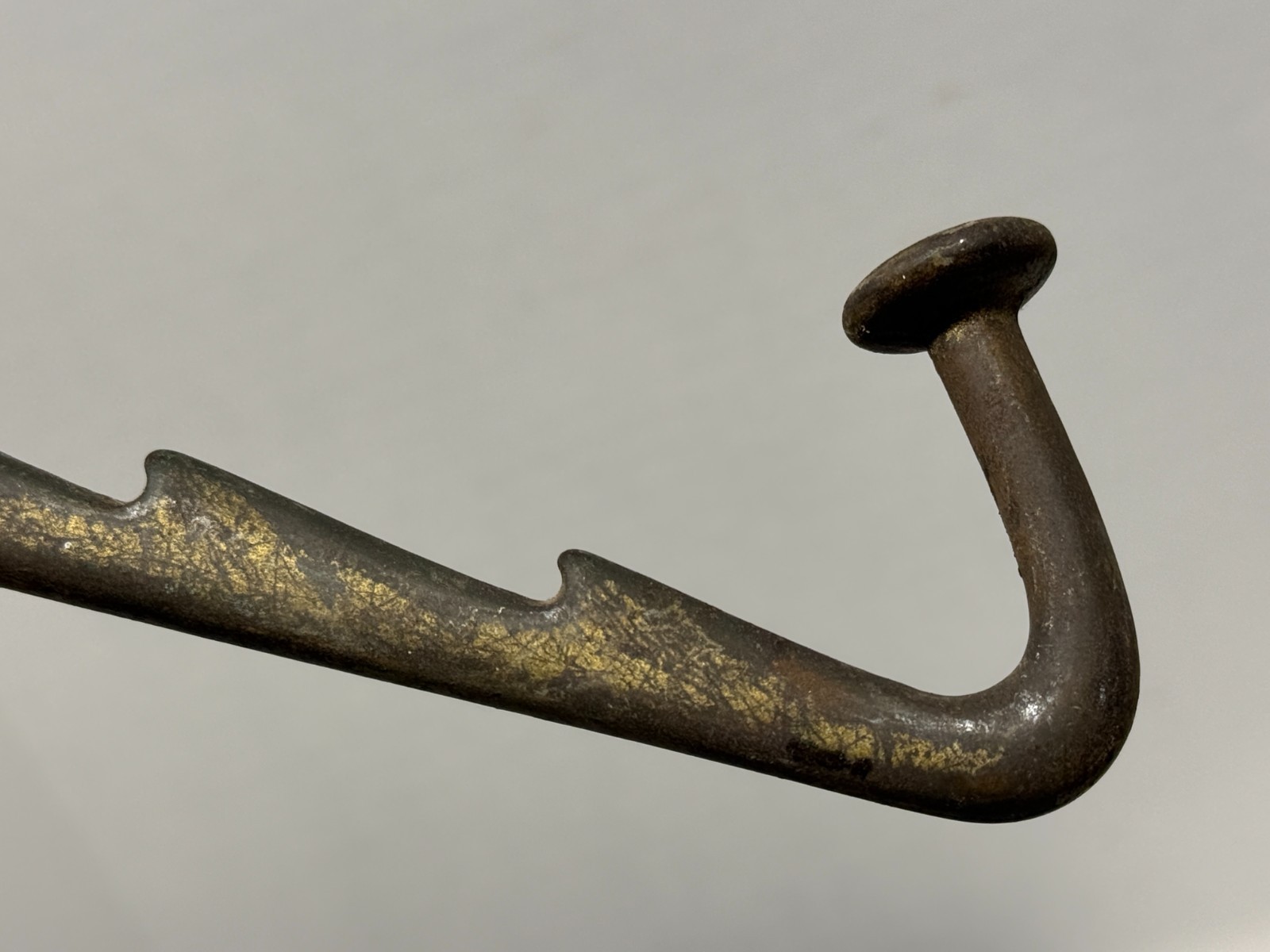 Vintage Cast Iron Wall Hook Clothes Hat Hanger 7 1/2″ Step Multiple Spots