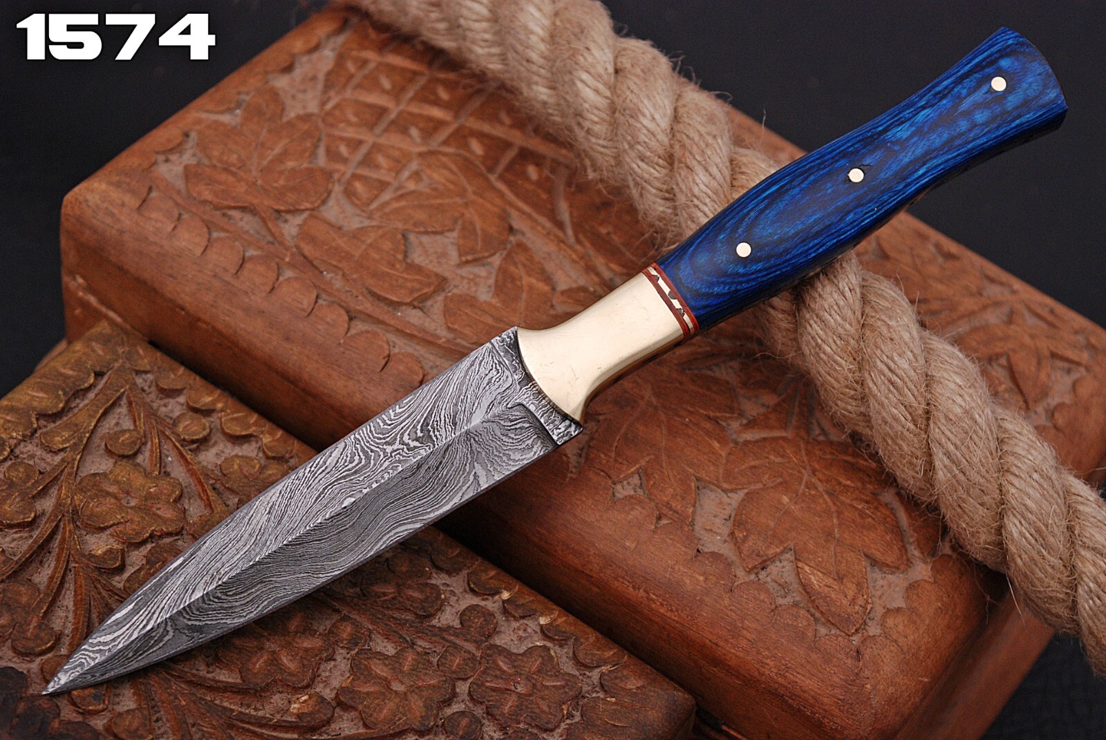 handmade Damascus steel hunting dagger double edge boot knife chef kitchen knife