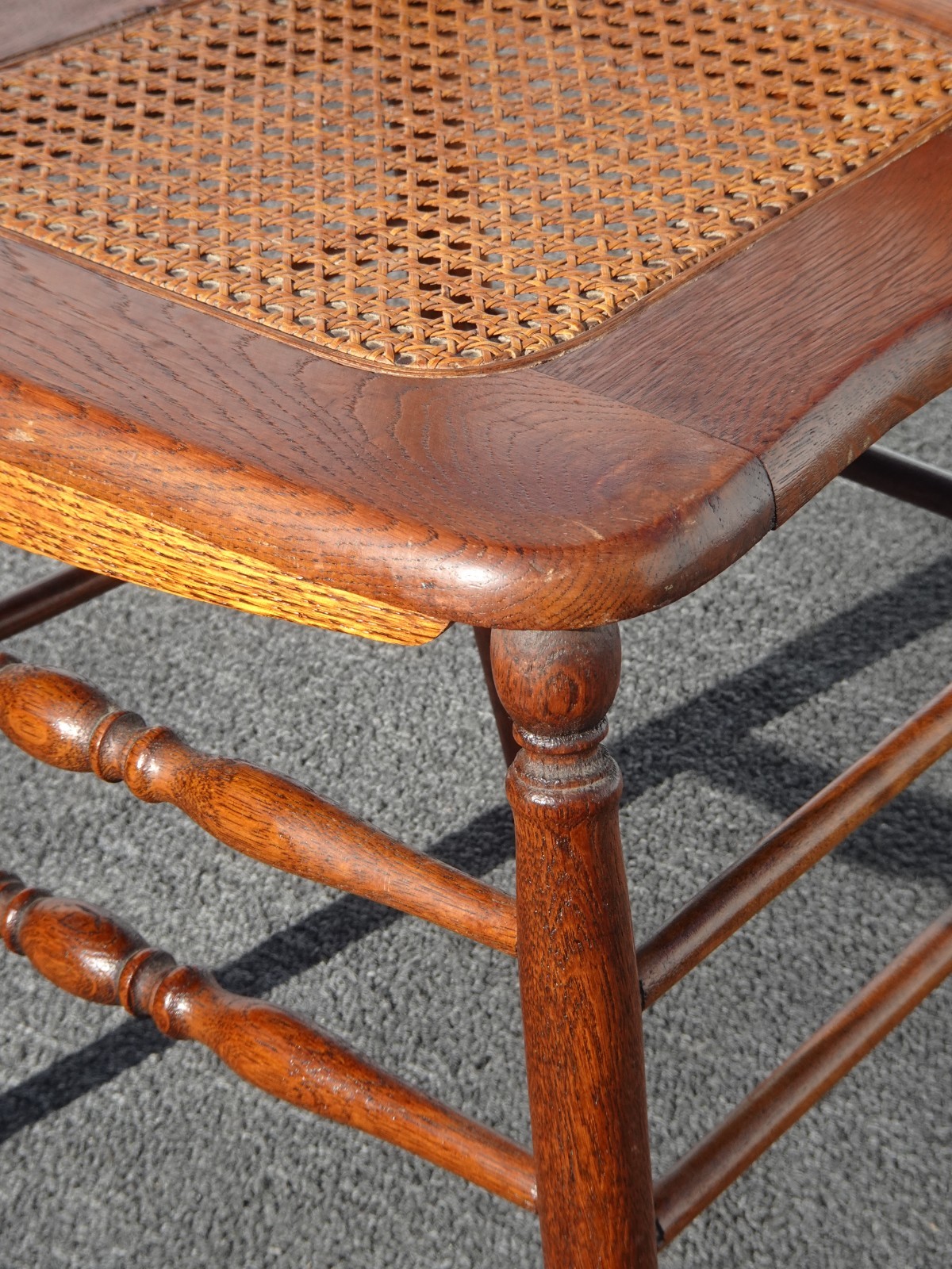 Chairs Pressed Back ~ Set of Four Cane Vintage French Country Golden Oak Chairs