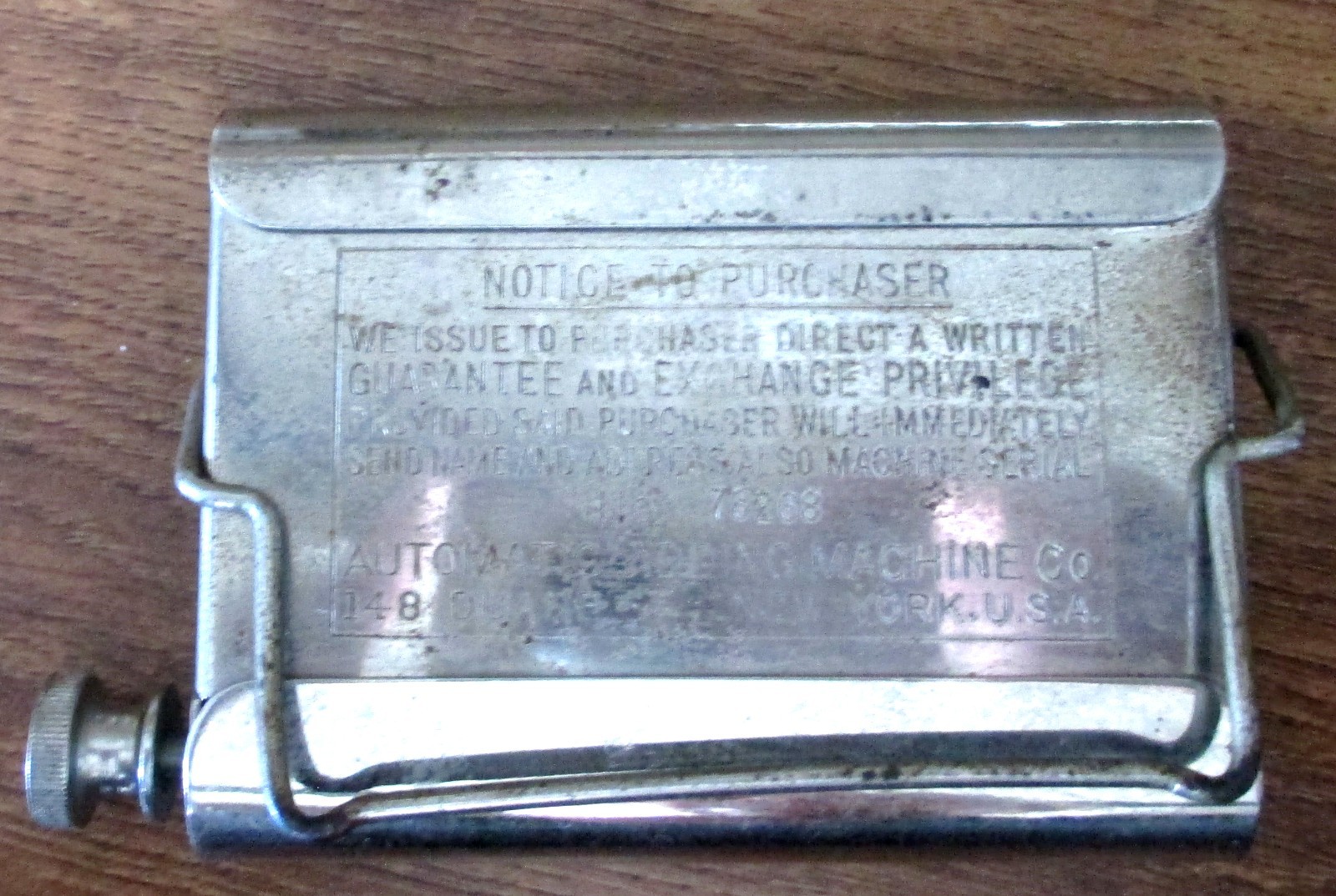 Antique Golden Gem Adding Machine US Pat 1907 New York Working Chains No 78268