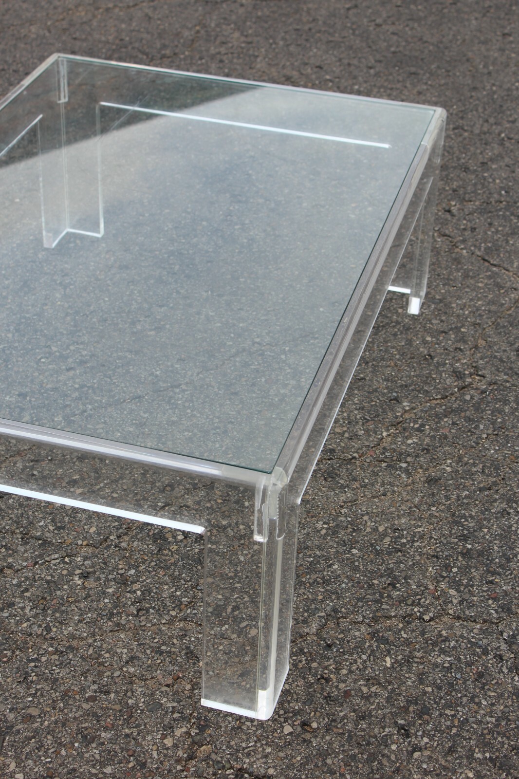 Thick Lucite Coffee Table With a Rectangular Form 48 x 32 Charles Hollis Jones