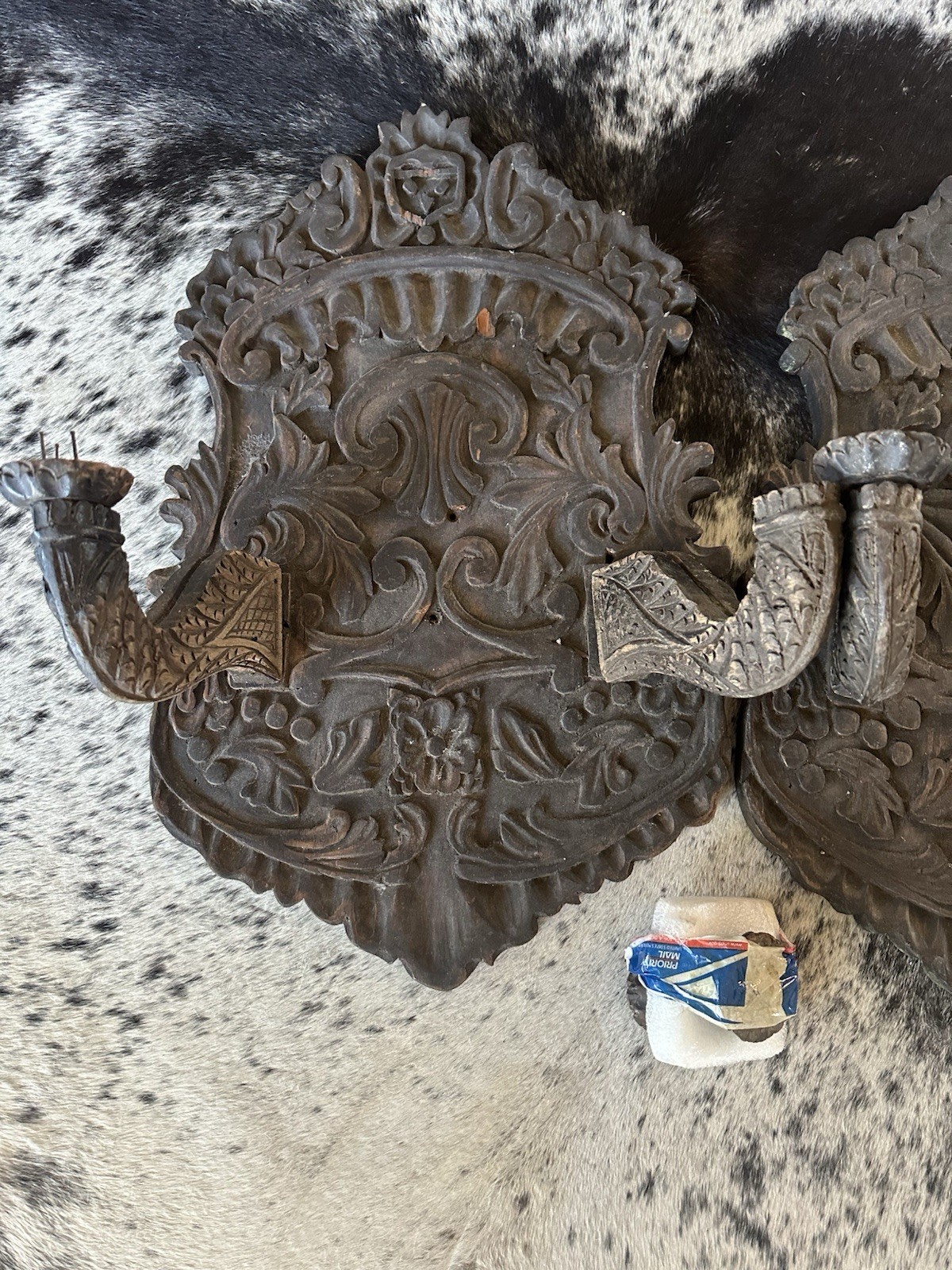 Pair Rare Rustic Sconces Spanish Colonial Wood Wall Mexico Candelabra *Project*
