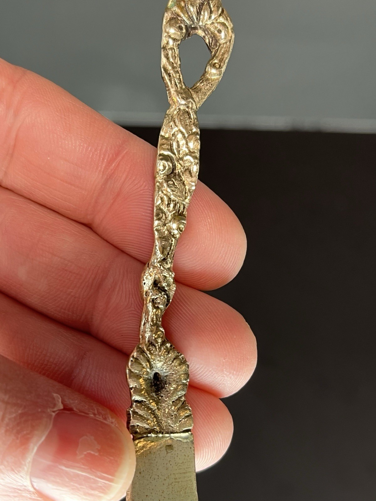 Italy Butter Knife Collectible Silverplate Italy Ornate Figure On Handle Vintage