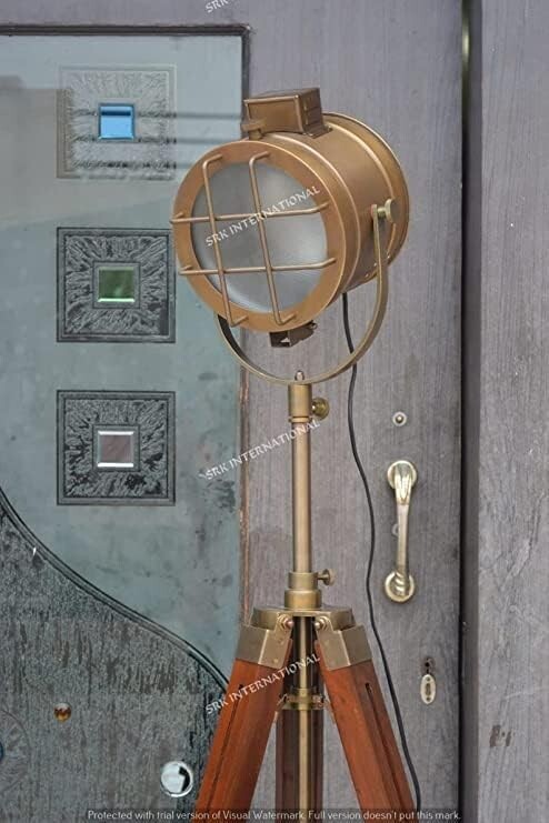 Modern Studio Floor Searchlight Industrial Brown Antique Spotlight with Tripod