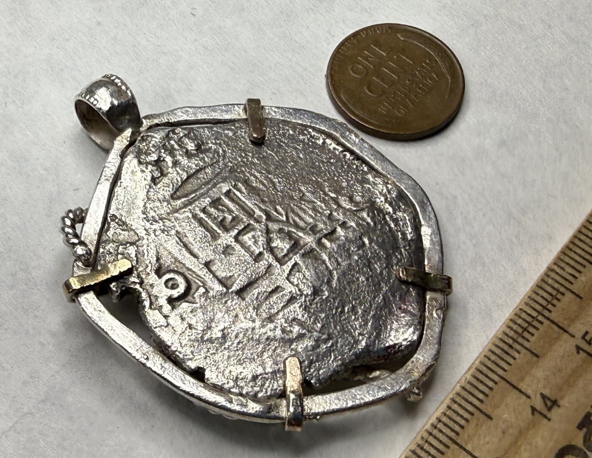 Authentic Concepcion Shipwreck 8-Reales Spanish Silver Cob Coin in Bezel w/ COA