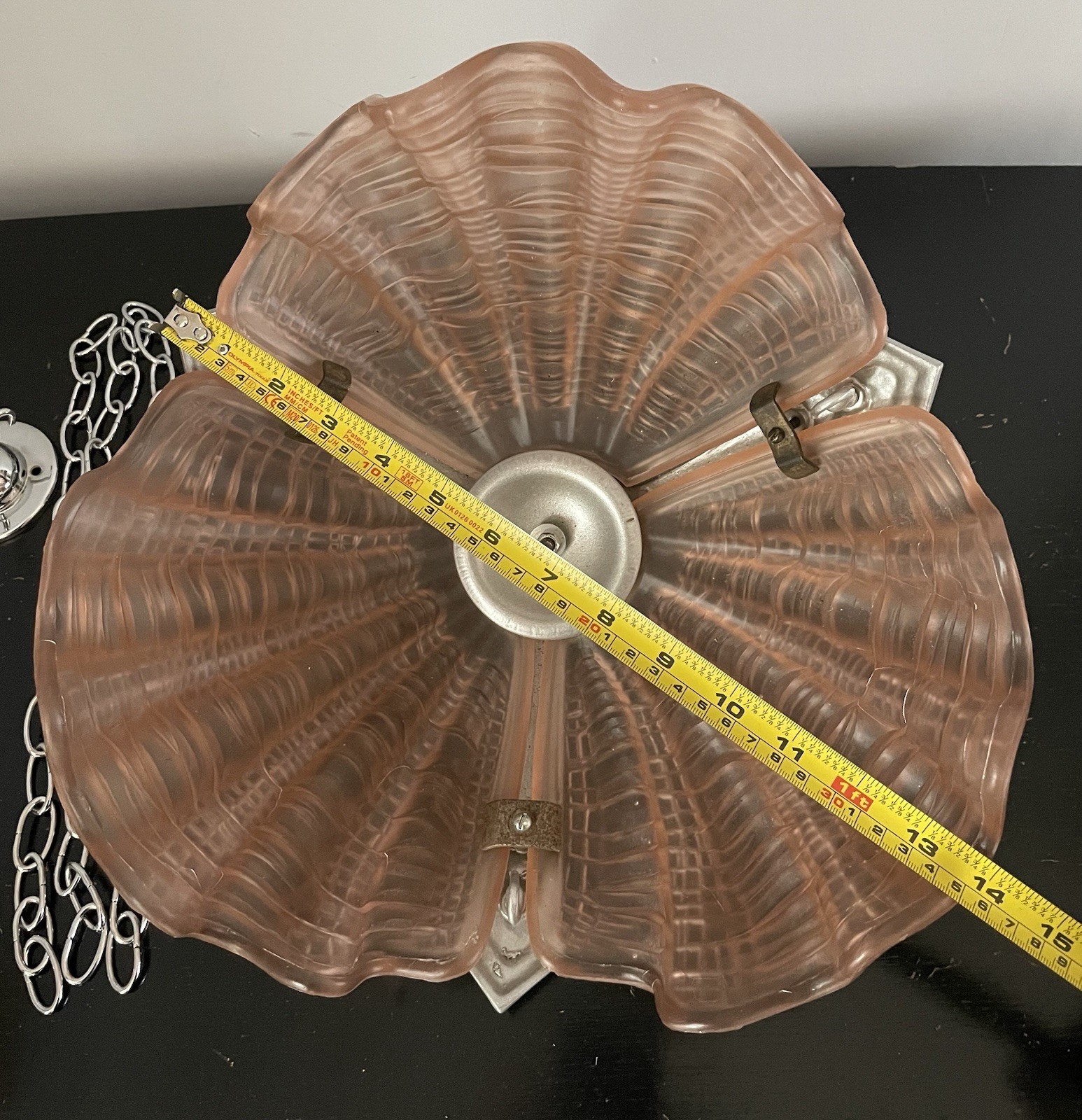 Art Deco Satin Pink Clam Shell Glass Plafonier Ceiling Light Shade