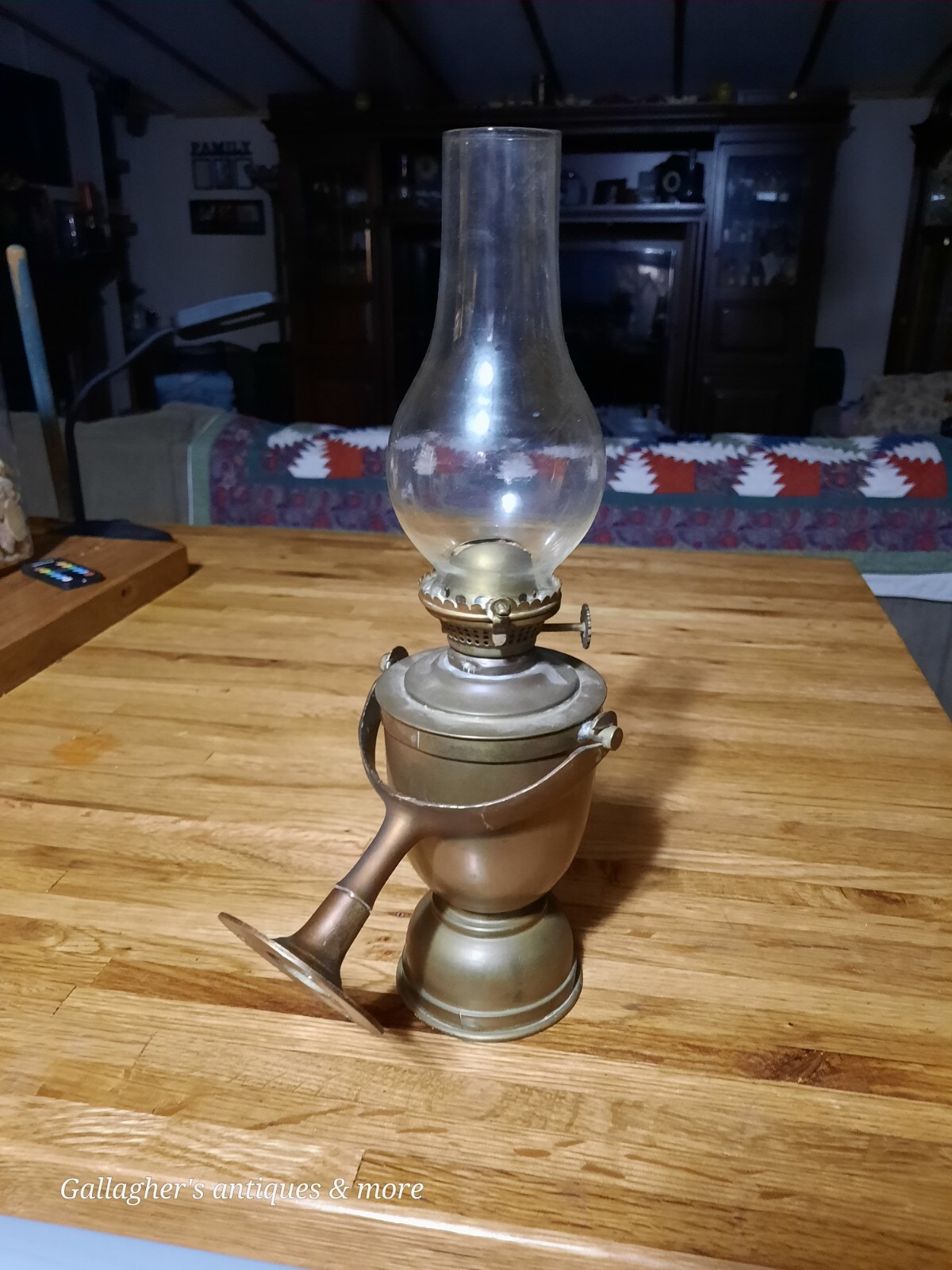 Vintage SHERWOODS Nautical Brass Weighted Gimbal Oil Lamp Birmingham England