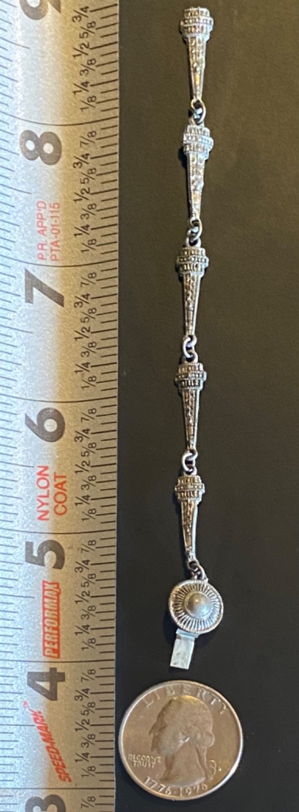 VTG Art Deco Bracelet/Necklace Part Silver-Tone Seattle Space Needle Tower Shape