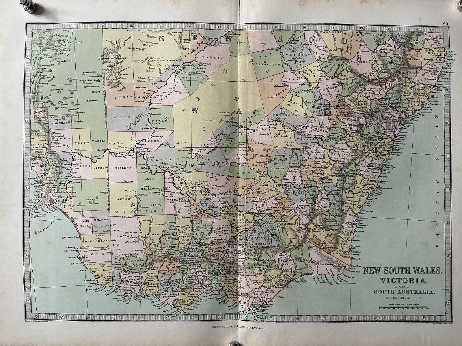 AUSTRALIA, NEW SOUTH WALES – 1874 Original Antique Map Philip Large Victoria