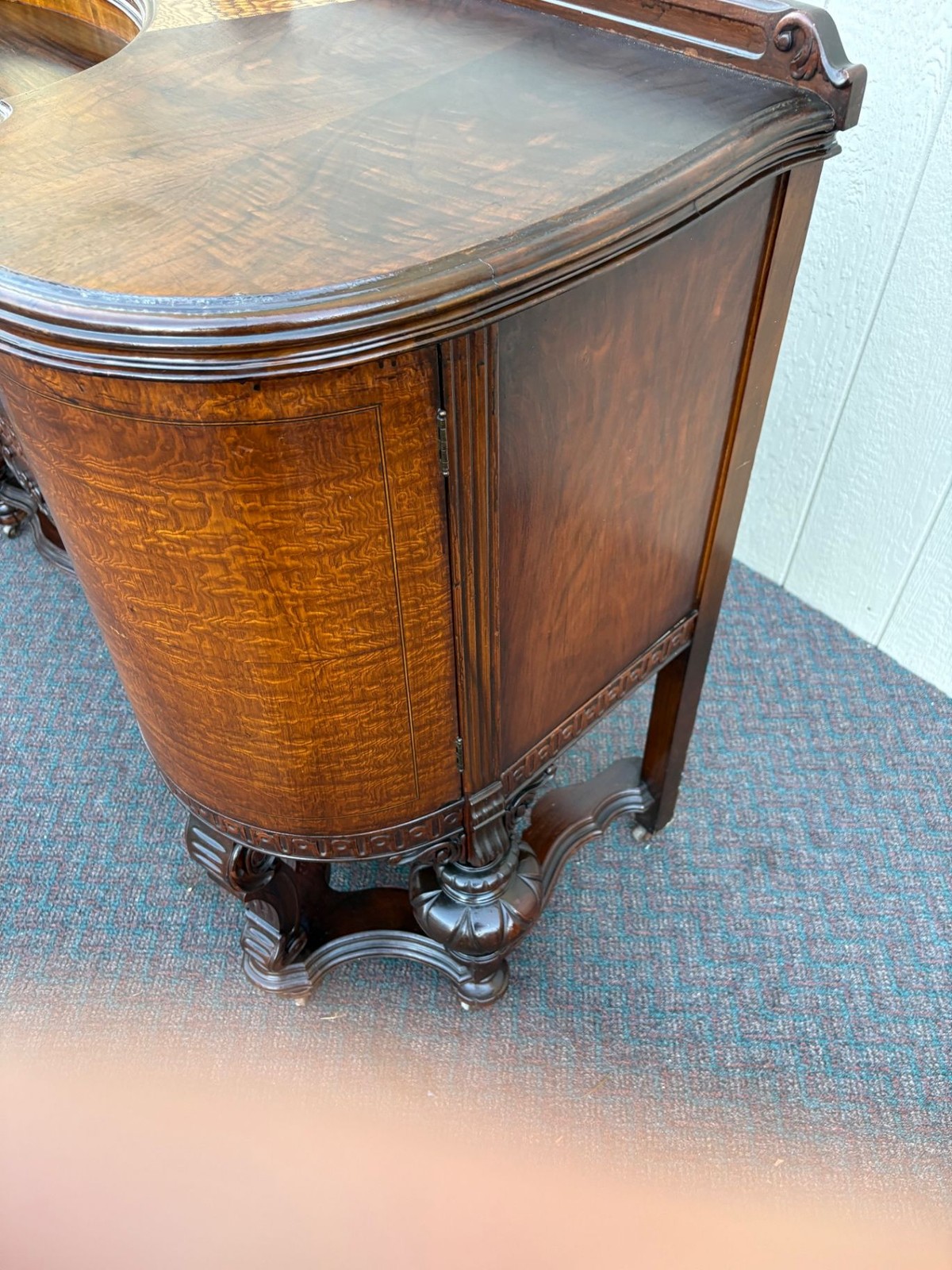 67513 Antique Victorian Sideboard Buffet with Ornate Carved Walnut
