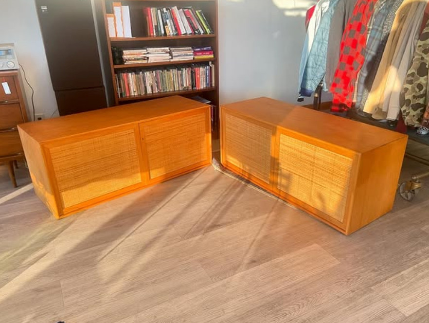 ALF SVENSSON Wall-Mounted Cabinet Bjästa Hans Wegner Cane Rattan Oak Vintage MCM