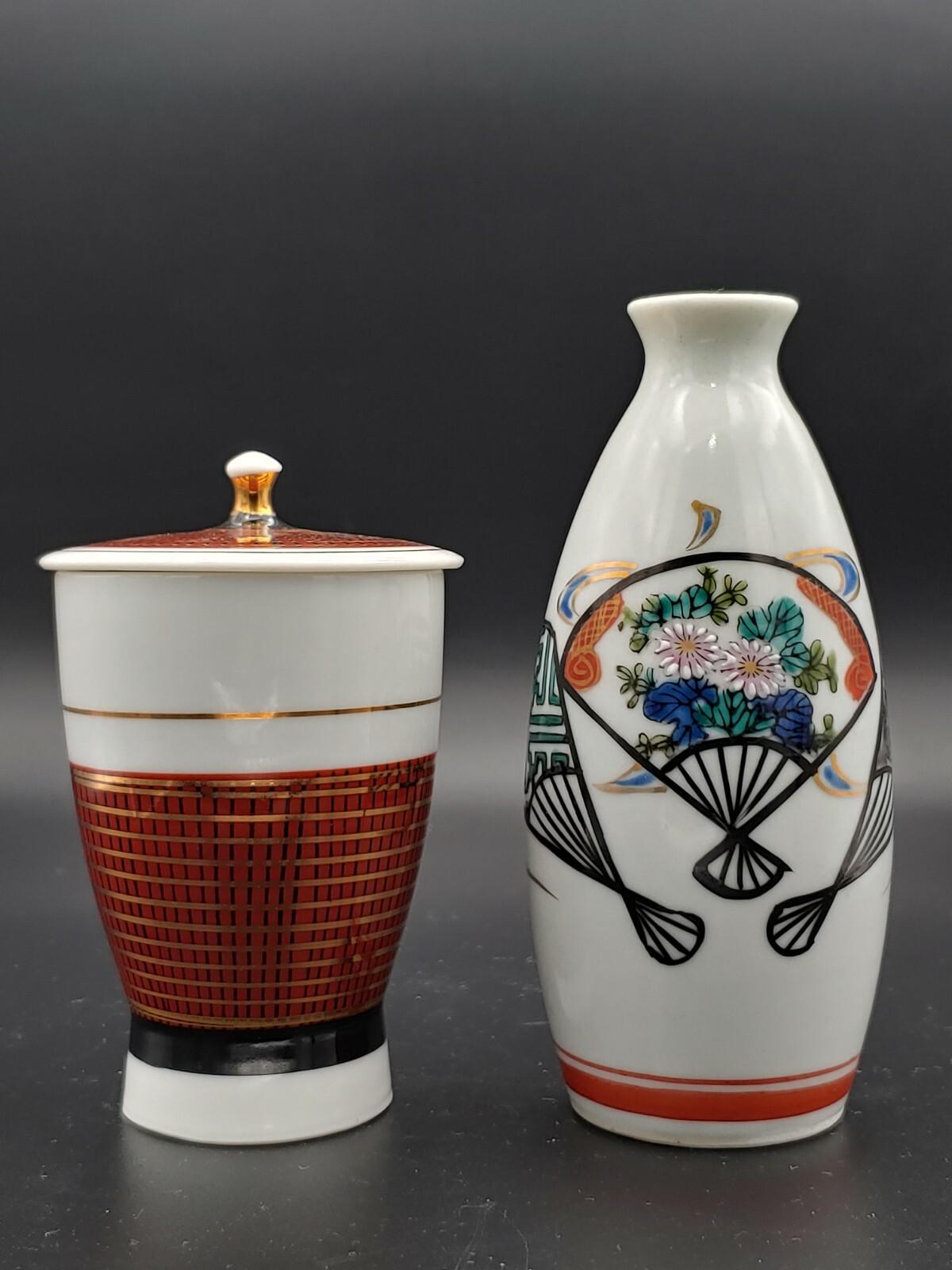 民国三贵手绘仙鹤茶壶九谷烧瓷器 Antique China Teapot Japan Kutani Porcelain Cup Sake Wine Bottle