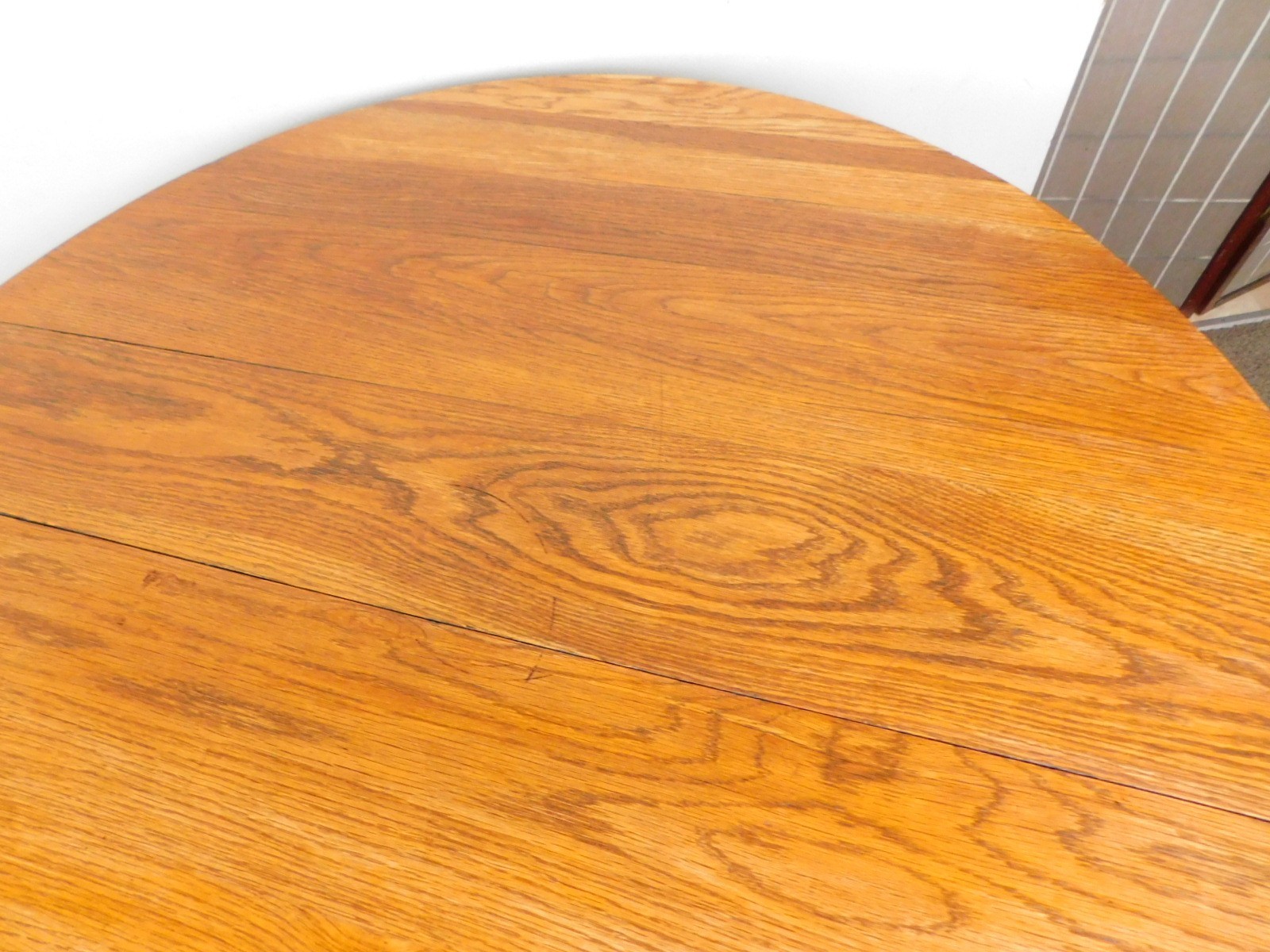 Antique Solid Oak 48″ Mission Arts Crafts Round Dining Table Pedestal Base SHIPS
