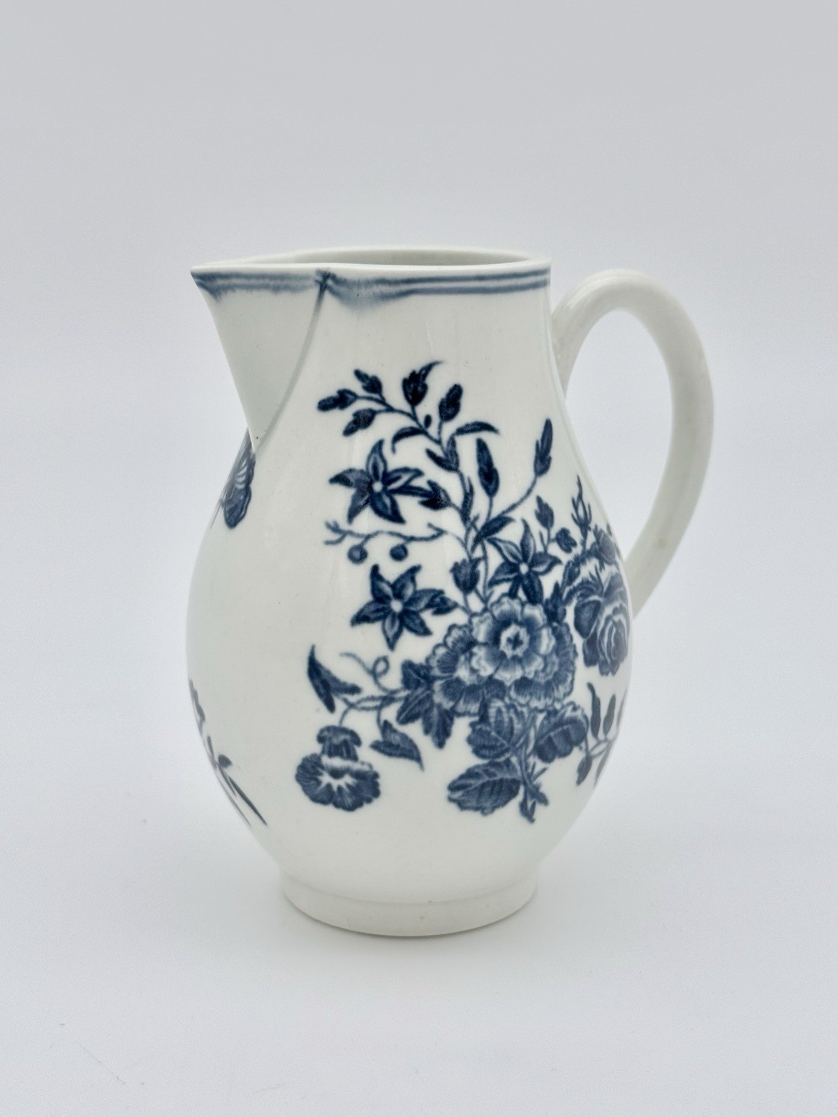 Georgian WORCESTER PORCELAIN Blue & White Sparrow Beak Cream Jug c1770