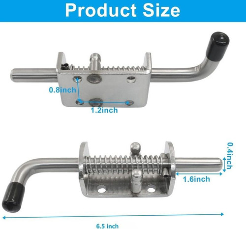 2 Pack 6.5 Inch 304 Stainless Steel Spring Loaded Gate Latch Pin – Outdoor…