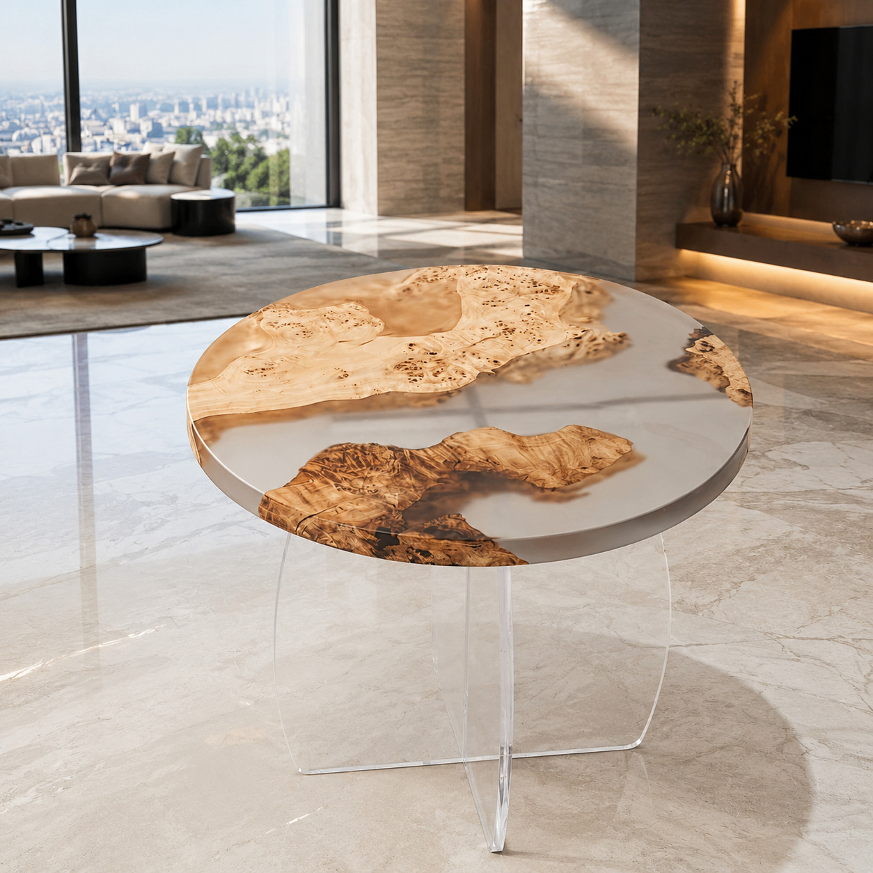 Epoxy Coffee Table | Blue Ocean Live Edge Wood Table | Custom Living Room Furnit