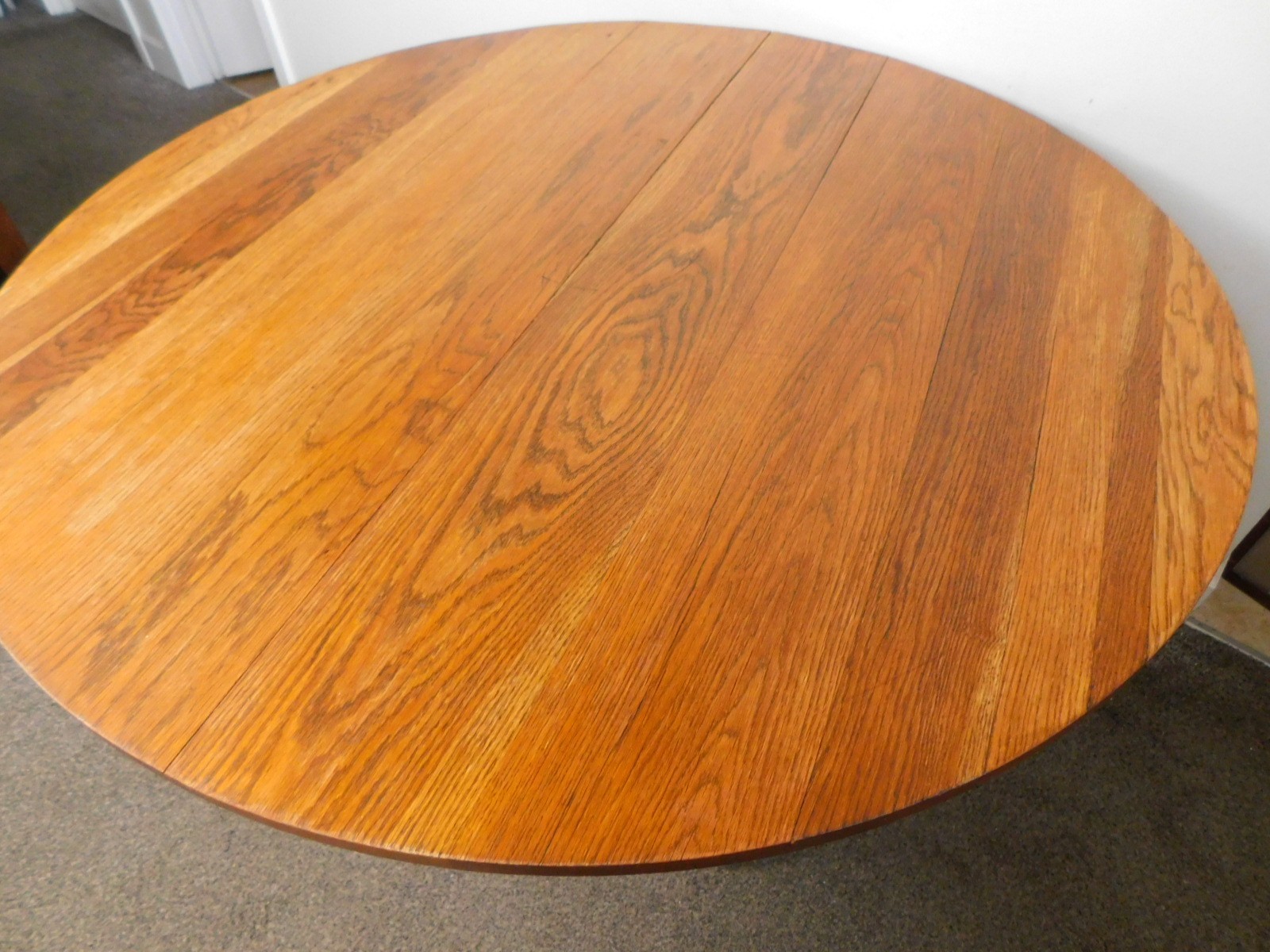 Antique Solid Oak 48″ Mission Arts Crafts Round Dining Table Pedestal Base SHIPS