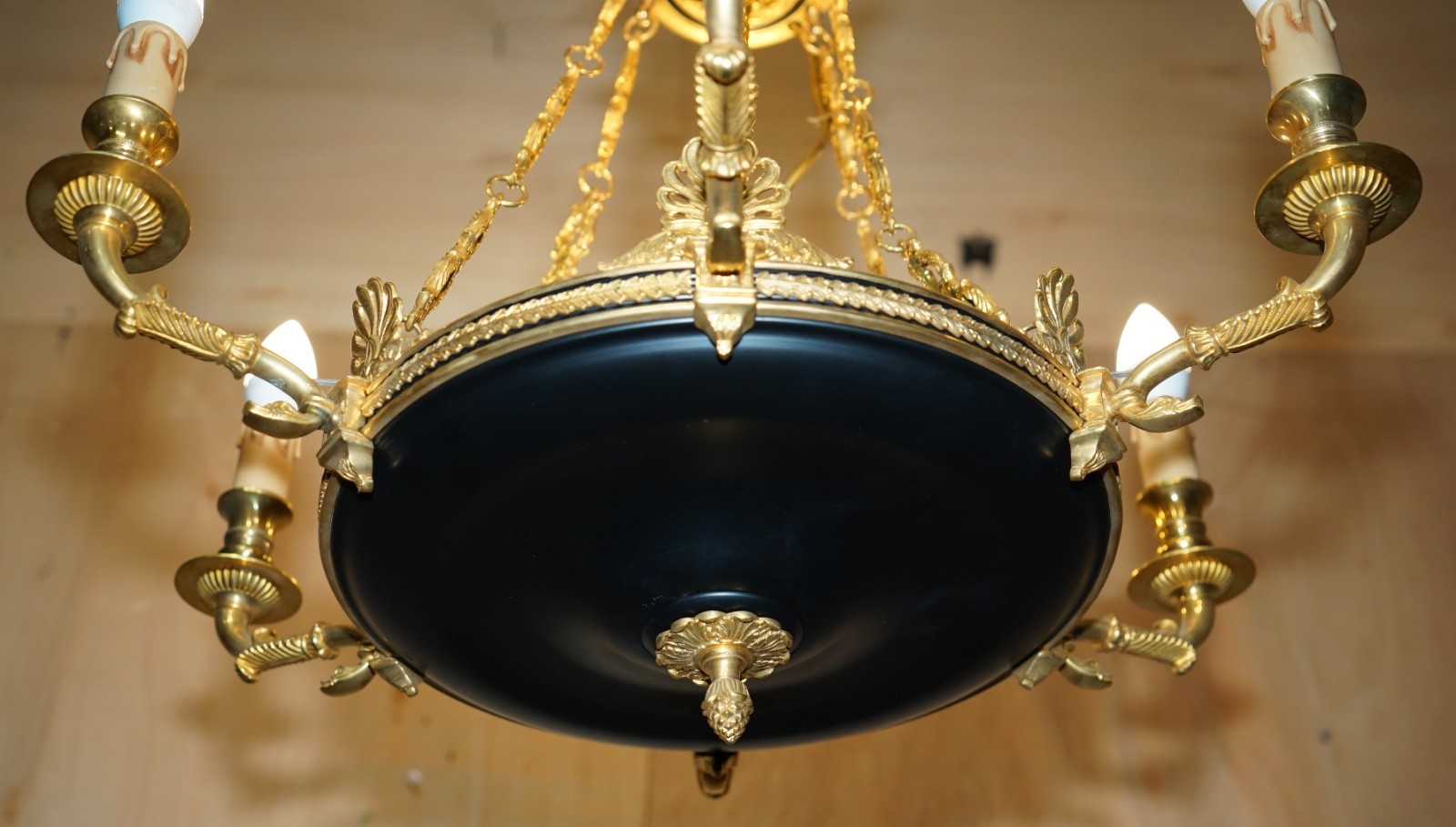 1 OF 4 RRP £3,995 L’ORIGINALE ITALY 24CT GOLD PLATED CANDLE BRONZE CHANDELIERS