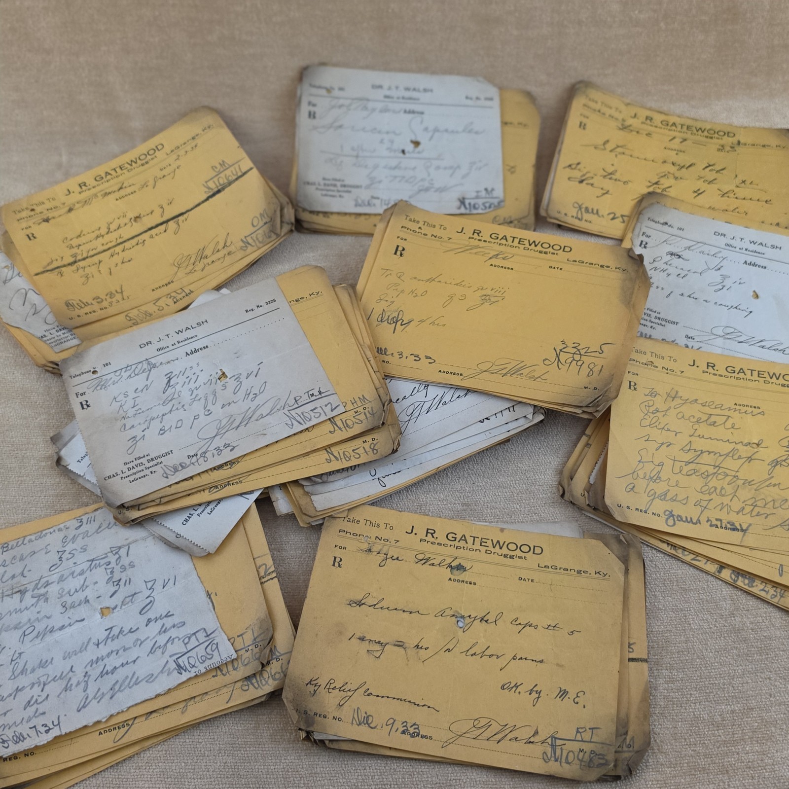 75 Old 1933-1934 Prohibition ERA Prescription Drug Pharmacy Bar Doctor PAPER
