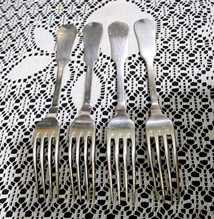LOT OF 3 ANTIQUE GALW NORBLIN iSA POLISH SILVERPLATED FORKS w/TSAR EAGLE MARK