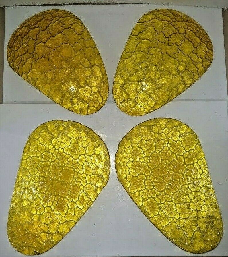 VTG (4) Art Deco Nouveau Arts & Craft Amber Crackle-Style Slip Shades Period Unk