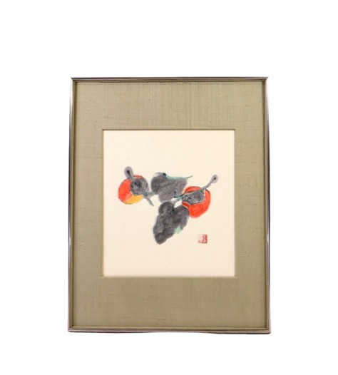Keisuke Serizawa Authentic Ink Painting “Persimmon” 35×42.5cm