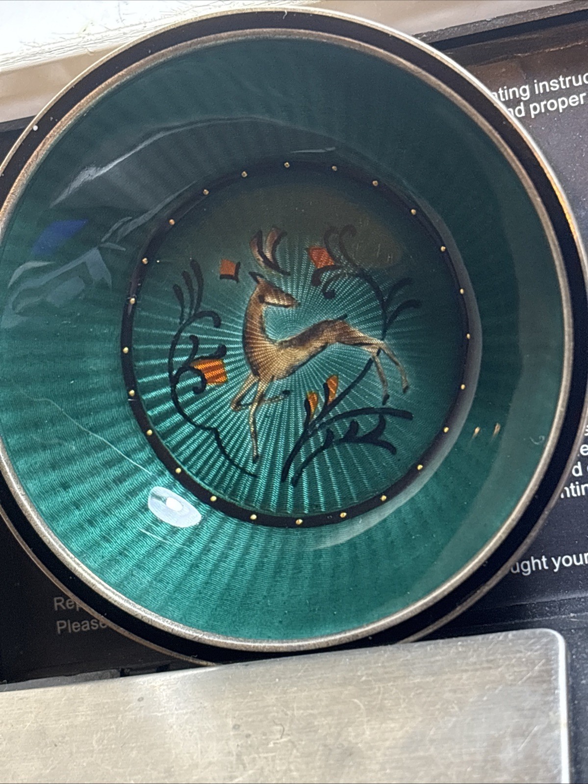 Rare David Andersen Enamel Silver 925 Pin Dish Deer &flower 57g 8cm wide