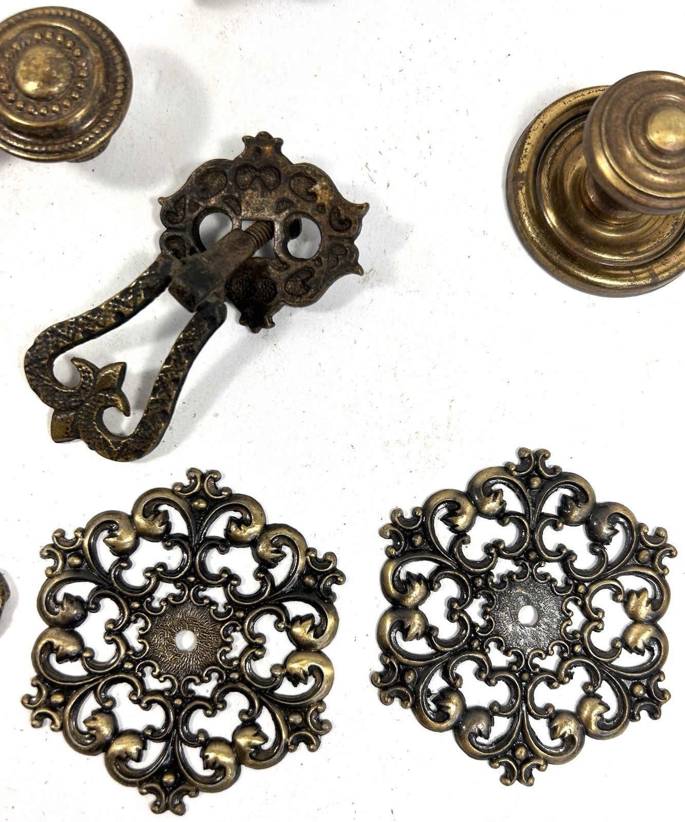 Vintage Brass Drawer Pull Ring Knobs Lot • 25+ Pieces • Cottagecore DIY