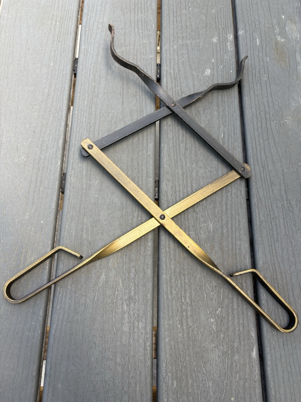 Vintage Fire Log Tongs, Black And Gold