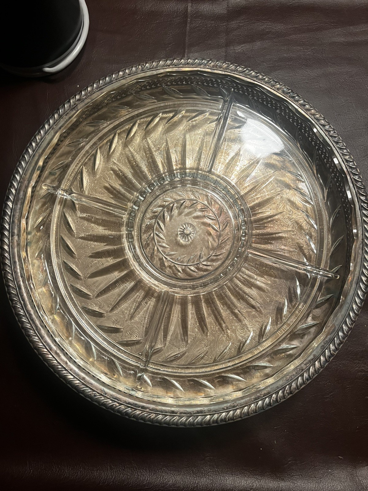 Wm. Rogers Vintage Silver Plate Mid-Century 1970 15” Spinning Lazy Susan Tray