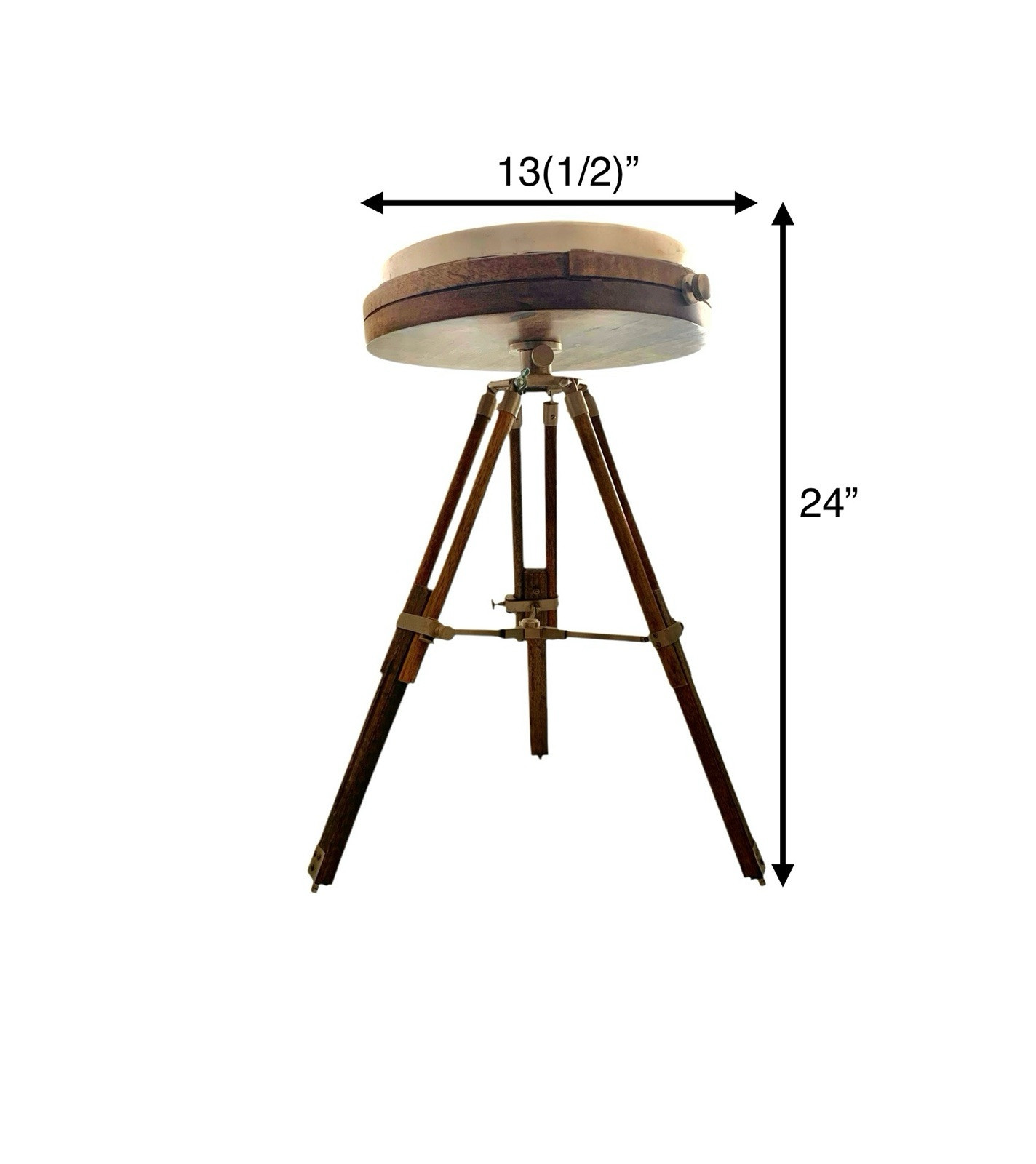 World Clock Tripod Wood Side Table Vintage Industrial Style Nautical Decor