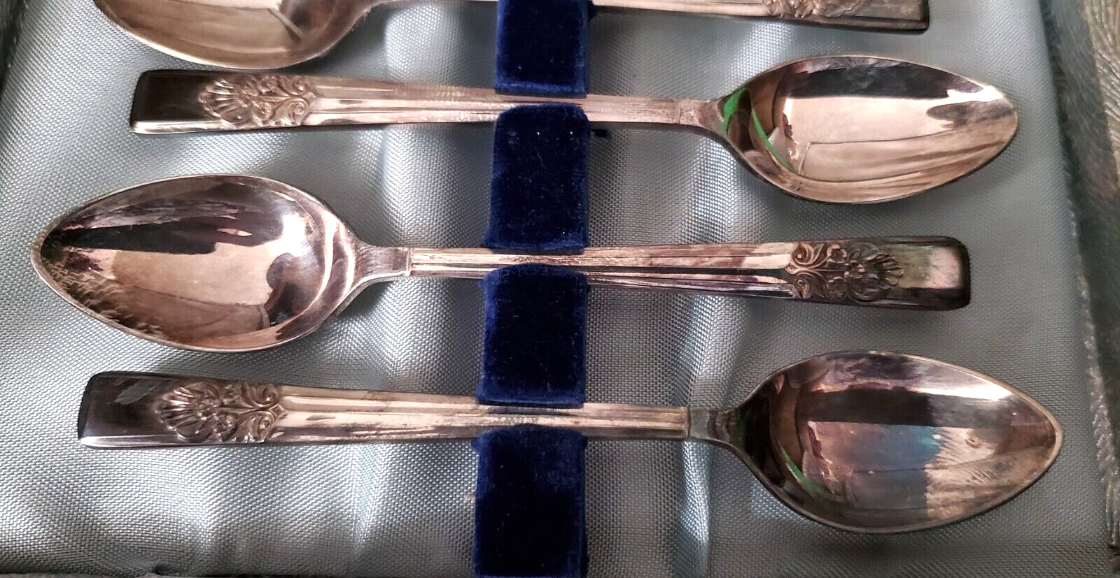Set (6) MCM Demitasse Spoons Sheffield England Lexington EPNS Vintage With Box